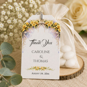 Kanariengelb Romantische Freesien-Hochzeit Geschenkanhänger