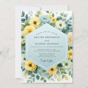 Kanarienpulver Blau Blüten Hochzeit Einladung
