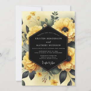 Kanarienvogel-Glanz Flora-Hochzeit Einladung