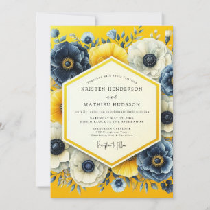 Kanarienvogel Indigo Künstlerische Hochzeit Einladung