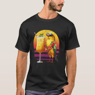 Kanarienvogel Mit Cocktail Hawaiian Retro Sommer V T-Shirt