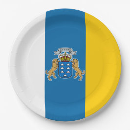 Kanarische Flagge (Kanarische Inseln, Spanien) Pappteller