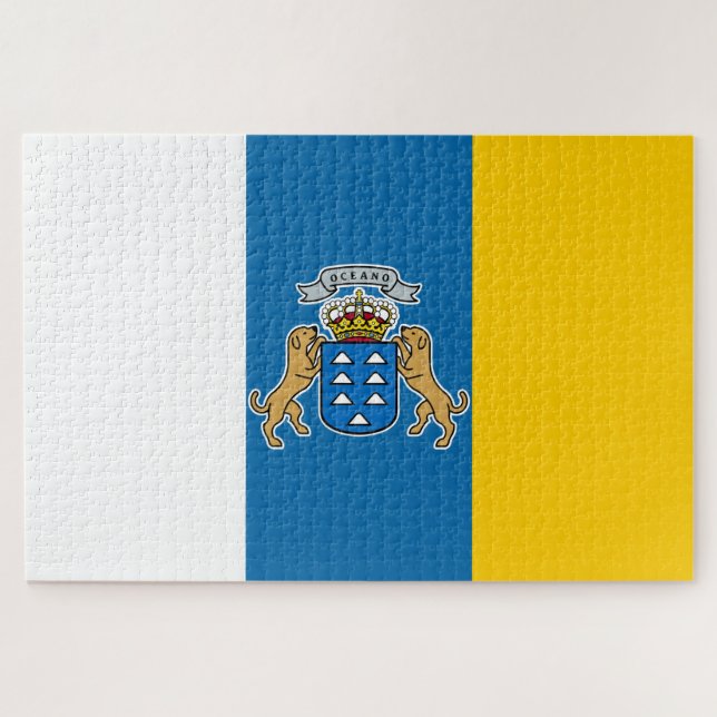 Kanarische Flagge (Kanarische Inseln, Spanien) Puzzle (Horizontal)