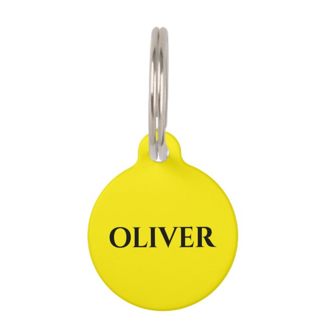 Kanarische Gelbe Minimalistische Katze Name Anschr Haustiermarke (Vorderseite)