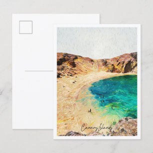 Kanarische Inseln Spanien Öl Paint City Landschaft Postkarte