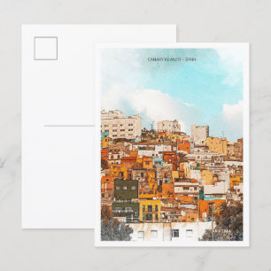 Kanarische Inseln Spanien Schönes Öl Paint Landsch Postkarte