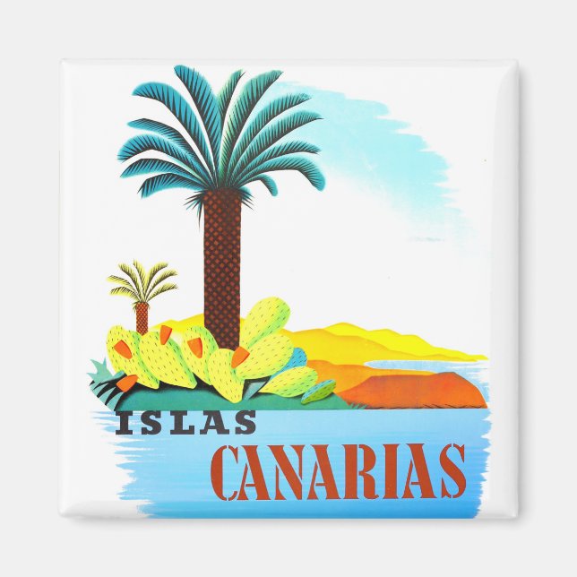 Kanarische Inseln Spanien Vintage Reise Magnet (Vorne)