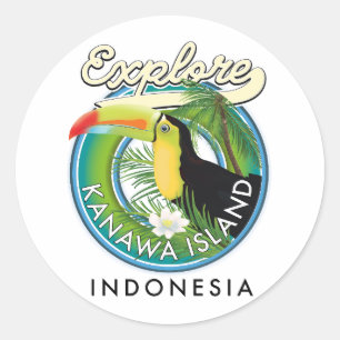 Kanawa-Insel Indonesien Foto-Print erkunden Runder Aufkleber