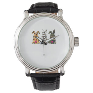 Kanbits Bunnies Leopard Camouflage Happy Oaster Da Armbanduhr