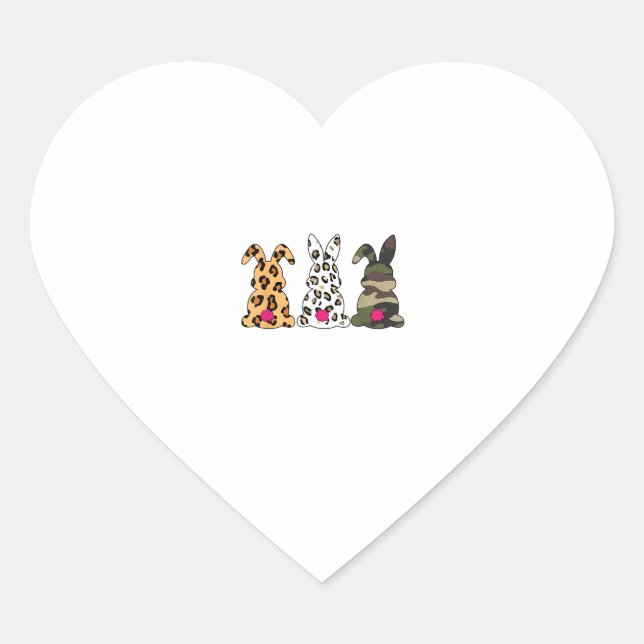 Kanbits Bunnies Leopard Camouflage Happy Oaster Da Herz-Aufkleber (Vorderseite)