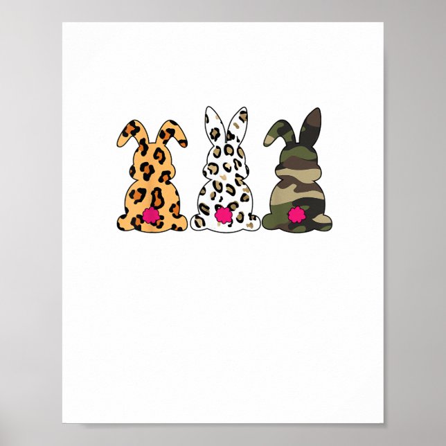 Kanbits Bunnies Leopard Camouflage Happy Oaster Da Poster (Vorne)