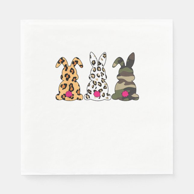 Kanbits Bunnies Leopard Camouflage Happy Oaster Da Serviette (Vorderseite)