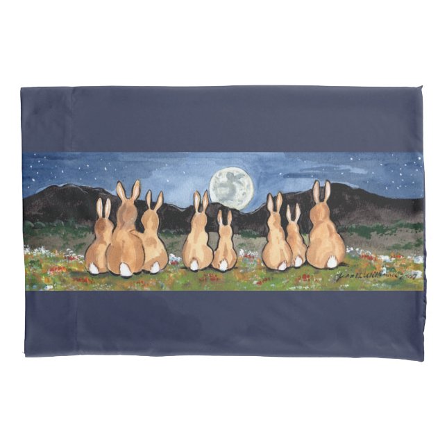 Kanbits Bunny Watch Moon Night Sky Natureadow Kissenbezug (Vorderseite)