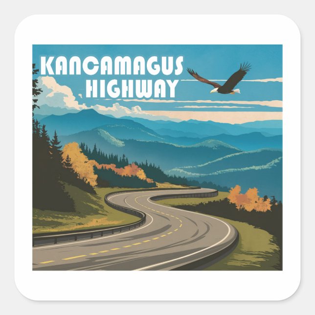 Kancamagus Highway New Hampshire Eagle Quadratischer Aufkleber (Vorderseite)