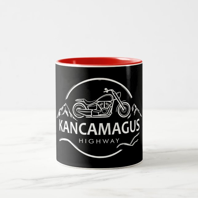 Kancamagus Highway New Hampshire Motorrad Zweifarbige Tasse (Mittel)