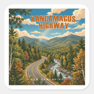 Kancamagus Highway New Hampshire Regenbogen Quadratischer Aufkleber