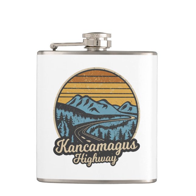 Kancamagus Highway New Hampshire Retro Flachmann (Vorderseite)