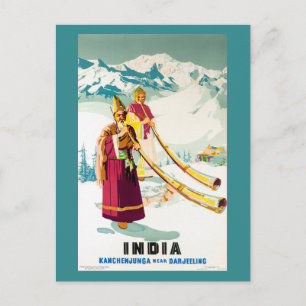 Kanchenjunga Indien Vintage Reiseplakat Restaurier Postkarte
