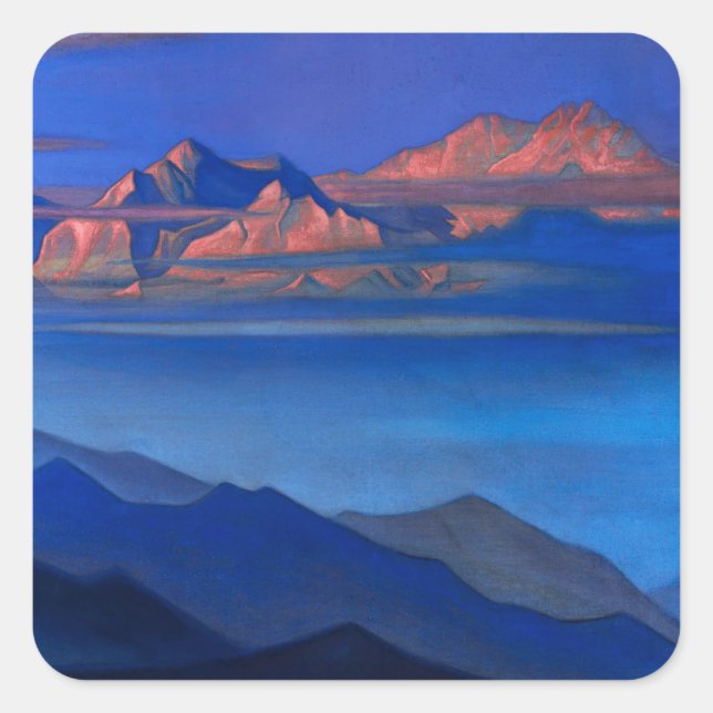 „Kanchenjunga“ von Nicholas Roerick Quadratischer Aufkleber (Vorderseite)