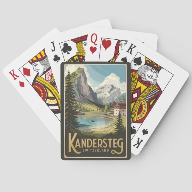 Kandersteg Schweiz Illustration Kunst, Dichtung un Spielkarten (Rückseite)