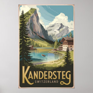 Kandersteg Schweiz Illustration Reise Kunst Poster