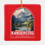 Kandersteg Schweiz Reisen Keramikornament<br><div class="desc">Kandersteg retro Vektor Reise Design. Kandersteg ist ein Bergdorf im Berner Oberland in der Schweiz. Trails,  wie die herausfordernde Allmenalp,  und eine Seilbahn führen nach Osten zum Oeschinen See.</div>