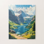 Kandersteg Schweiz Reisen Vintag Puzzle<br><div class="desc">Kandersteg retro Vektor Reise Design. Kandersteg ist ein Bergdorf im Berner Oberland in der Schweiz. Trails,  wie die herausfordernde Allmenalp,  und eine Seilbahn führen nach Osten zum Oeschinen See.</div>