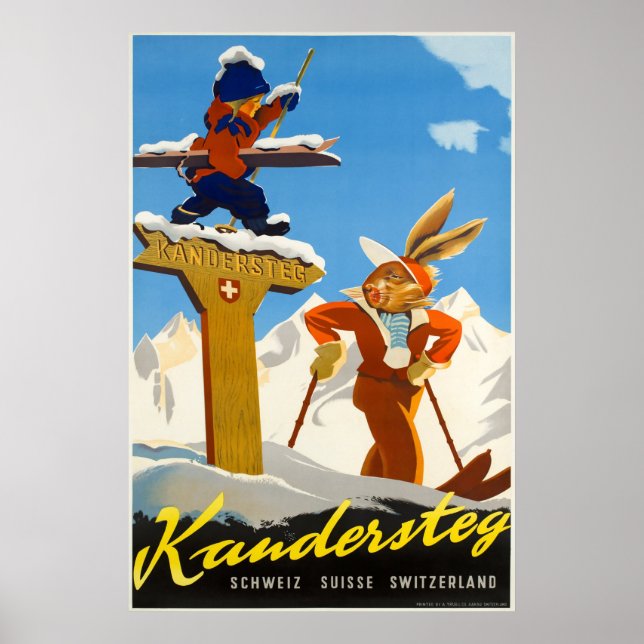 Kandersteg, Schweiz, Ski Travel Poster (Vorne)