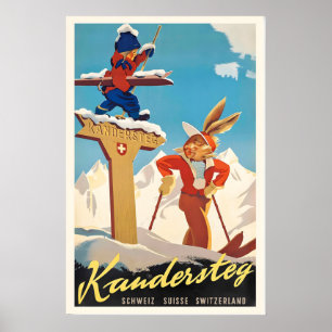 Kandersteg Suisse Schweiz Schweiz Vintage-Ski Poster