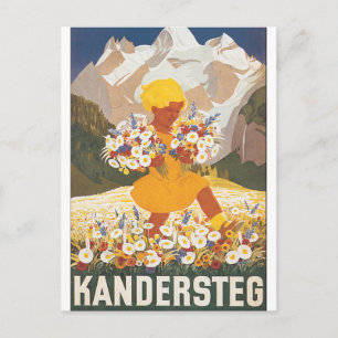 Kandersteg Switzerland Vintage Travel Poster Postkarte