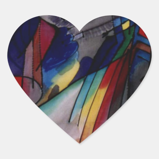 Kandinsky 1913 Abstrakte Malerei Herz-Aufkleber (Vorderseite)