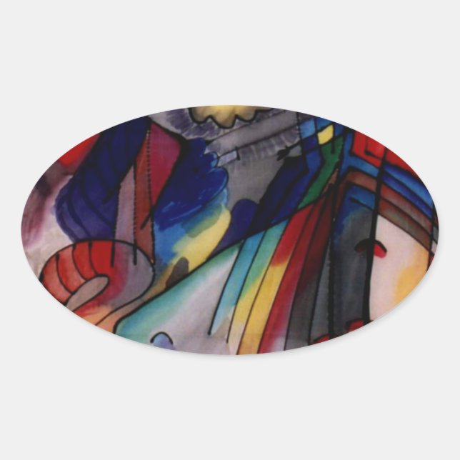 Kandinsky 1913 Abstrakte Malerei Ovaler Aufkleber (Vorderseite)