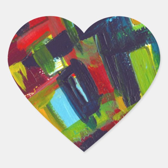 Kandinsky 304 Abstrakte Kunstwerke Herz-Aufkleber (Vorderseite)