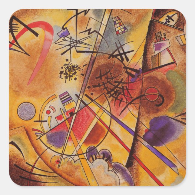 Kandinsky Abstrakt Artwork Quadratischer Aufkleber (Vorderseite)