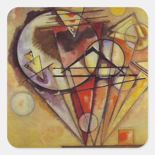 Kandinsky Abstrakt Circles Quadratischer Aufkleber (Vorderseite)
