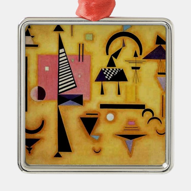 Kandinsky Abstrakte entscheidende rosa geometrisch Ornament Aus Metall (Vorne)