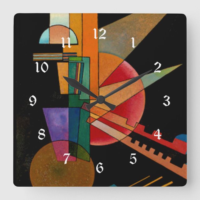 Kandinsky - Abstrakte Interpretation Quadratische Wanduhr (Vorderseite)