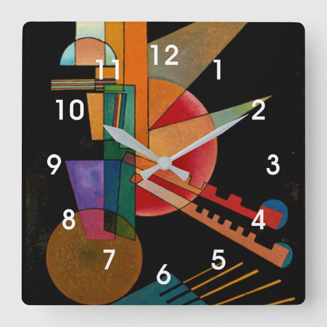 Kandinsky - Abstrakte Interpretation Quadratische Wanduhr (Vorderseite)