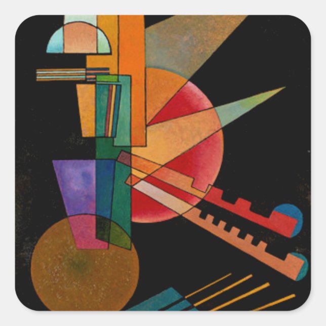Kandinsky - Abstrakte Interpretation Quadratischer Aufkleber (Vorderseite)