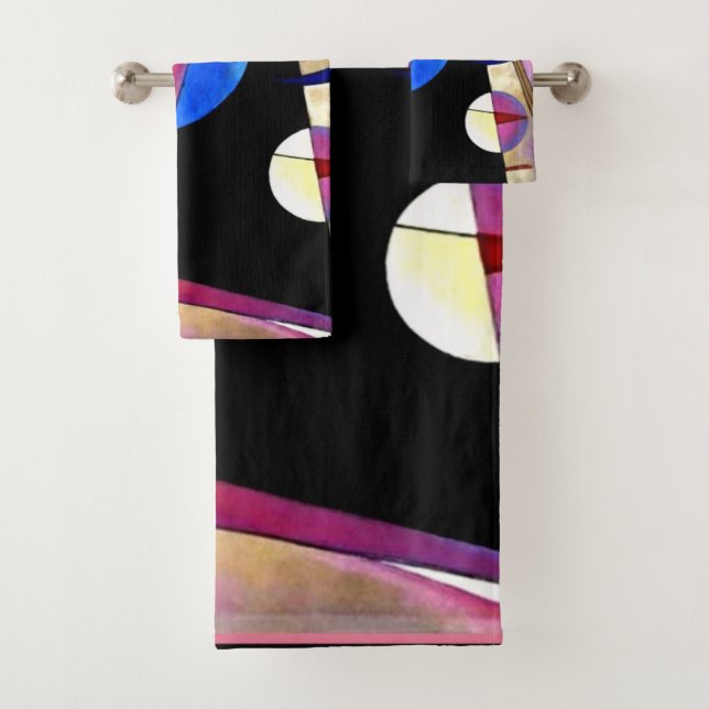 Kandinsky - Abstrakter Kubismus mit Pinks und Blue Badhandtuch Set (Insitu)