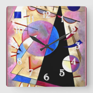 Kandinsky - Abstrakter Kubismus mit Pinks und Blue Quadratische Wanduhr