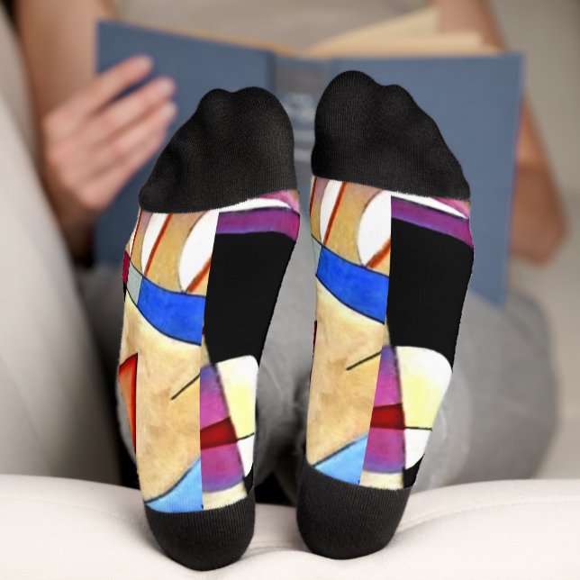 Kandinsky - Abstrakter Kubismus mit Pinks und Blue Socken (Unterseite)
