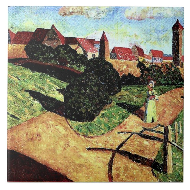 Kandinsky - Altstadt II, farbenfrohe Malerei, Fliese (Vorderseite)