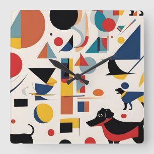 Kandinsky Art fashion / Dog Love gift Quadratische Wanduhr