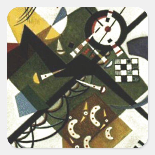Kandinsky auf Weiß II Quadratischer Aufkleber (Vorderseite)