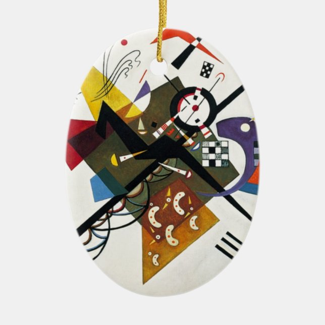 Kandinsky auf zwei Abstrakten weißen Gemälden Keramik Ornament (Vorne)