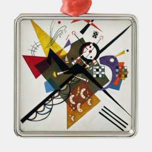 Kandinsky auf zwei Abstrakten weißen Gemälden Silbernes Ornament