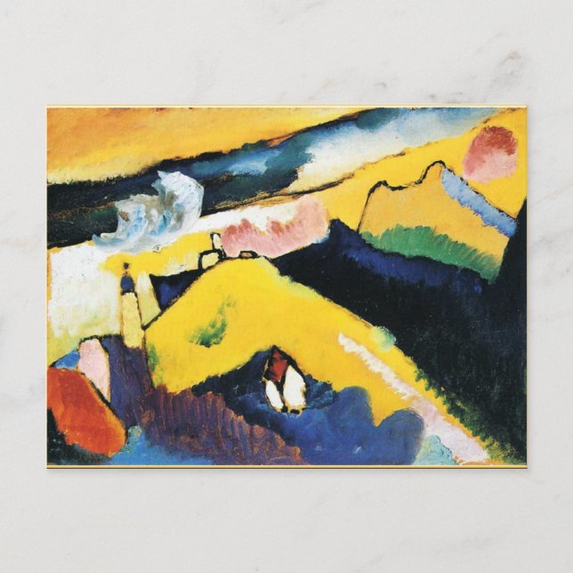Kandinsky - Bergwelt mit Kirche Postkarte (Vorderseite)