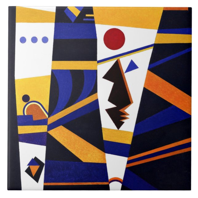 Kandinsky - Bindende, bunte abstrakte Kunstwerke Fliese (Vorderseite)