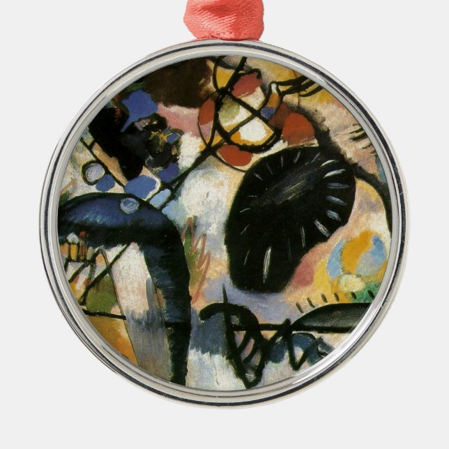 Kandinsky Black Spot Abstrakt Artwork Silbernes Ornament (Vorne)